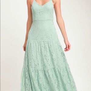 Lulu’s Green Lace Maxi Dress NWT XL